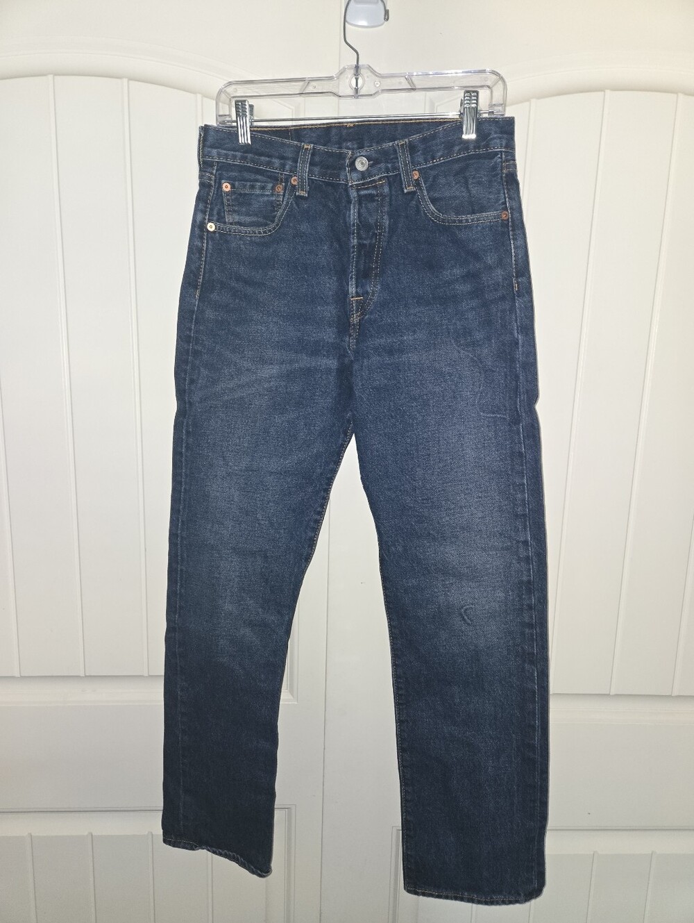 2 Pairs Of Levis 501's men’s button fly dark wash straight leg jeans 30x32